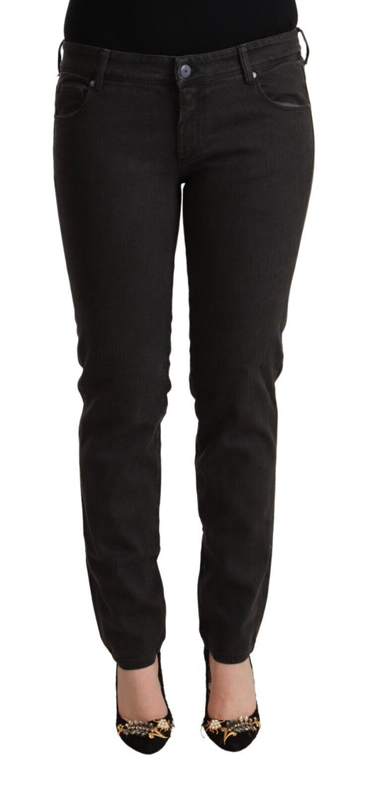 Jeans skinny in denim di cotone a vita bassa neri Ermanno Scervino