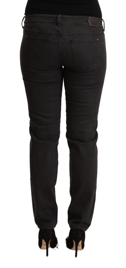 Jeans skinny in denim di cotone a vita bassa neri Ermanno Scervino