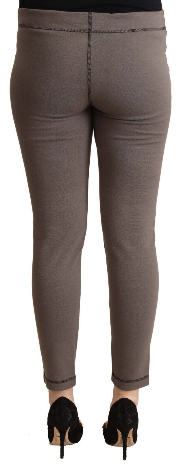 Leggings elasticizzati a vita media in cotone grigio John Galliano, pantaloni cropped