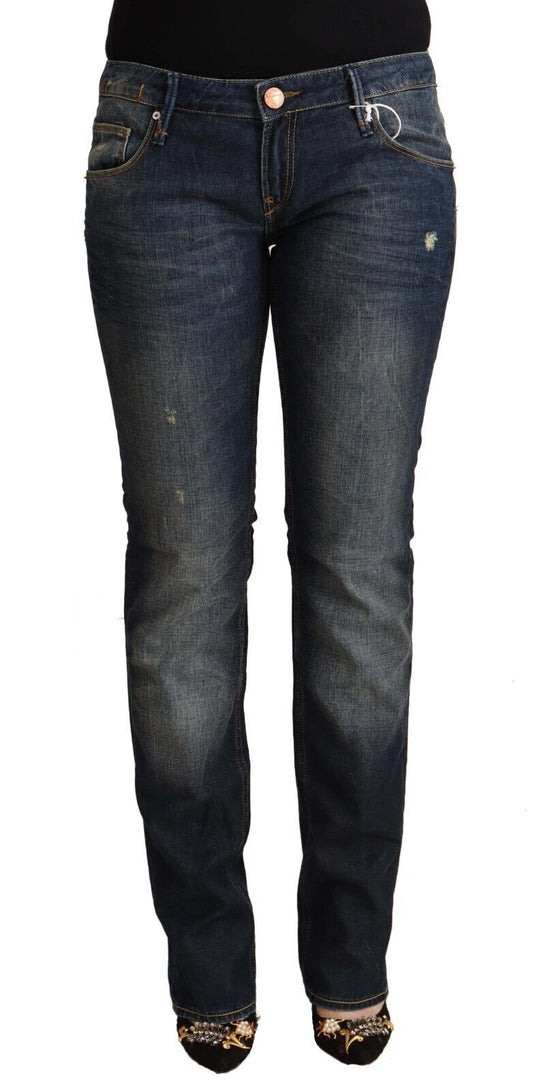 Jeans skinny a vita bassa in cotone lavato blu Acht