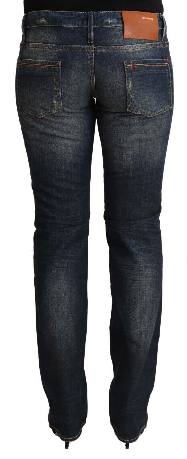 Jeans skinny a vita bassa in cotone lavato blu Acht