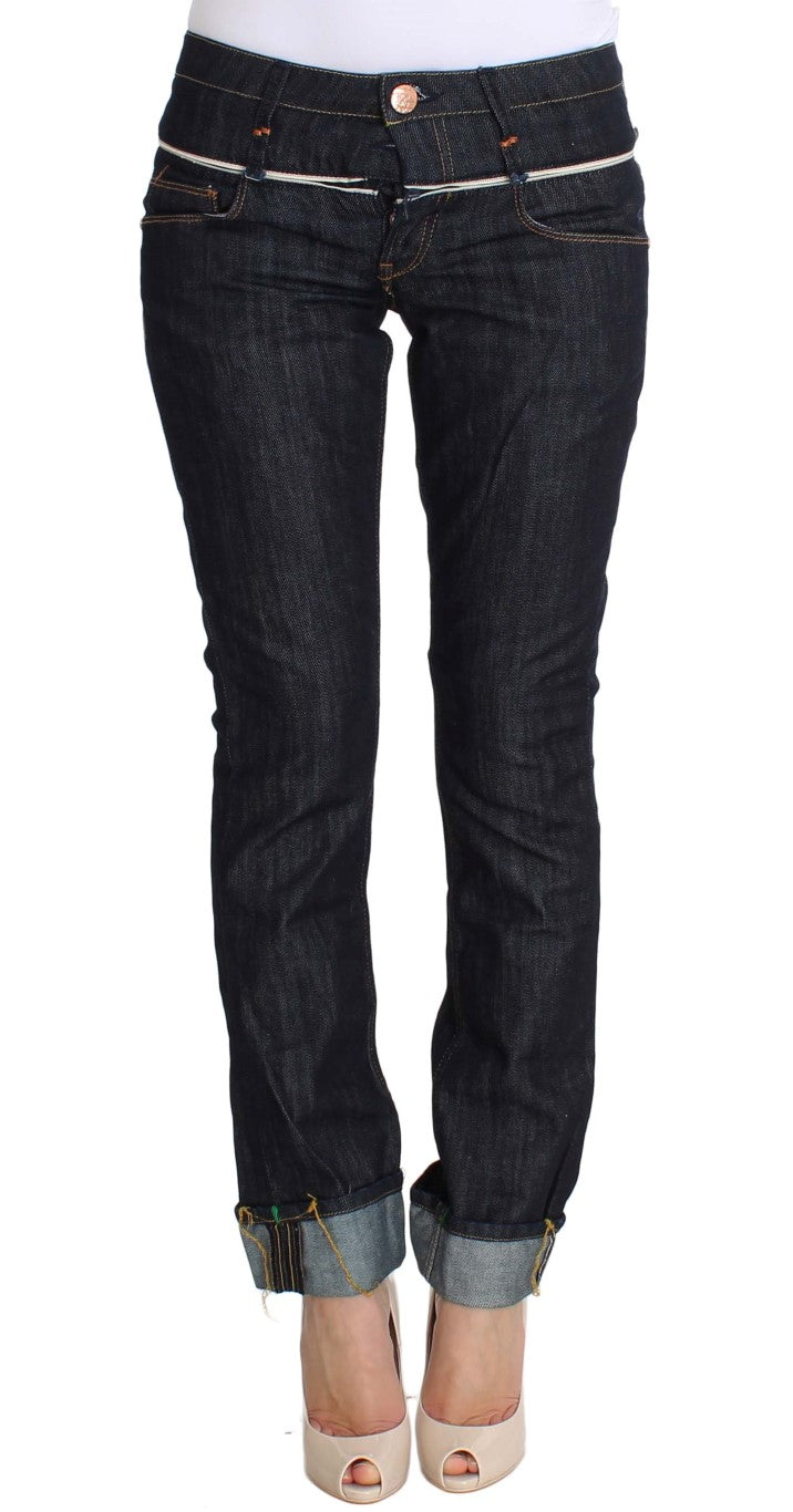 Jeans dritti in denim blu scuro e cotone