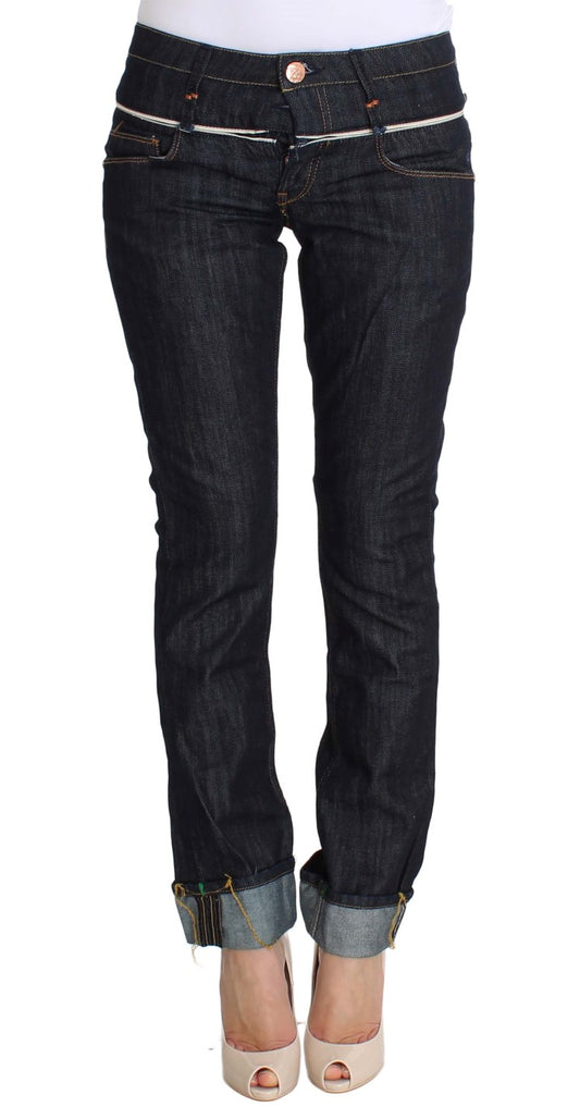 Jeans dritti in denim blu scuro e cotone