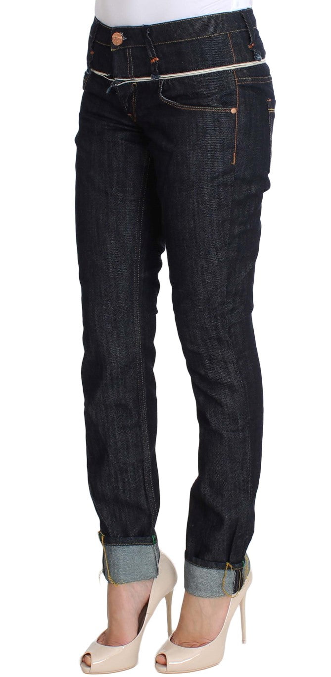 Jeans dritti in denim blu scuro e cotone