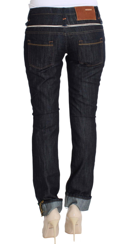 Jeans dritti in denim blu scuro e cotone