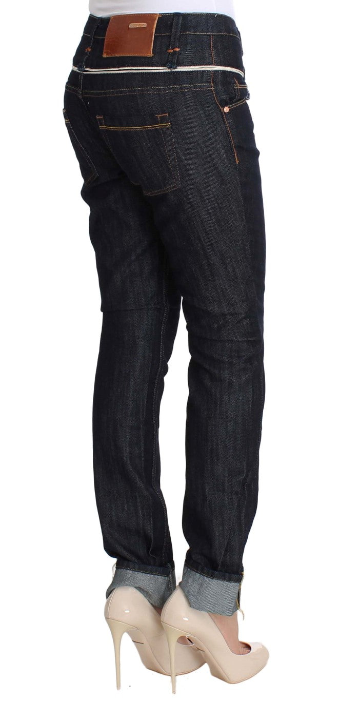 Jeans dritti in denim blu scuro e cotone