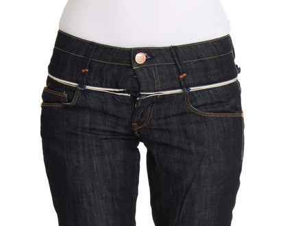 Jeans dritti in denim blu scuro e cotone