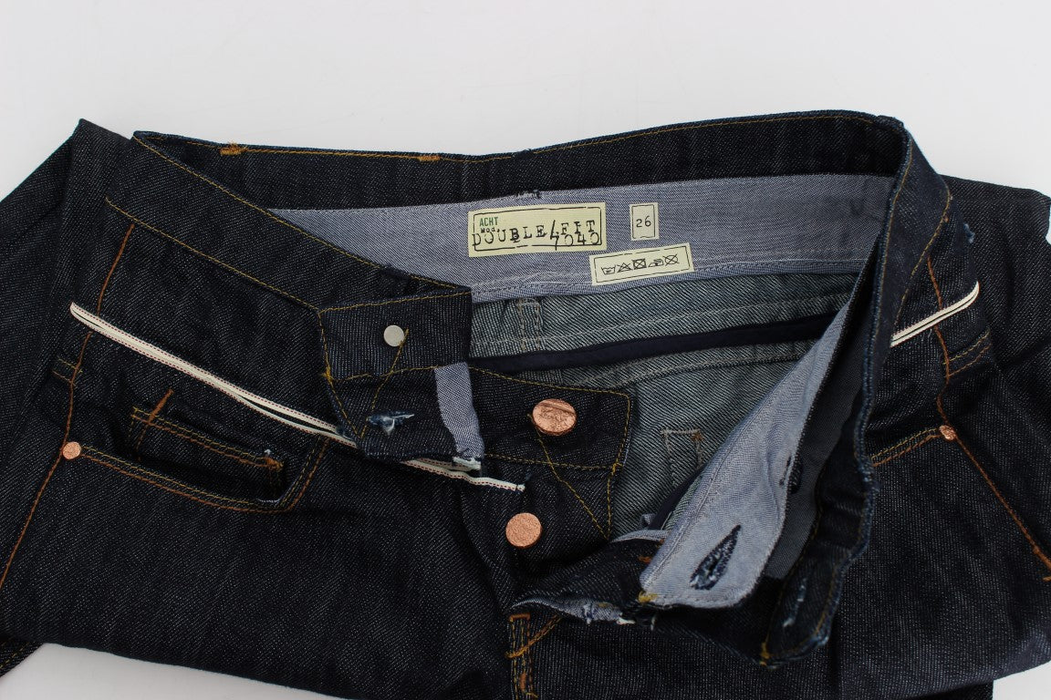 Jeans dritti in denim blu scuro e cotone