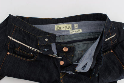 Jeans dritti in denim blu scuro e cotone