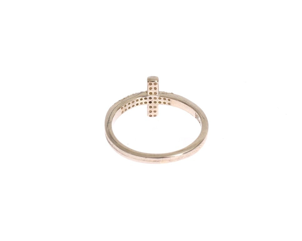 Anello Nialaya in argento 925 con croce in zirconia cubica