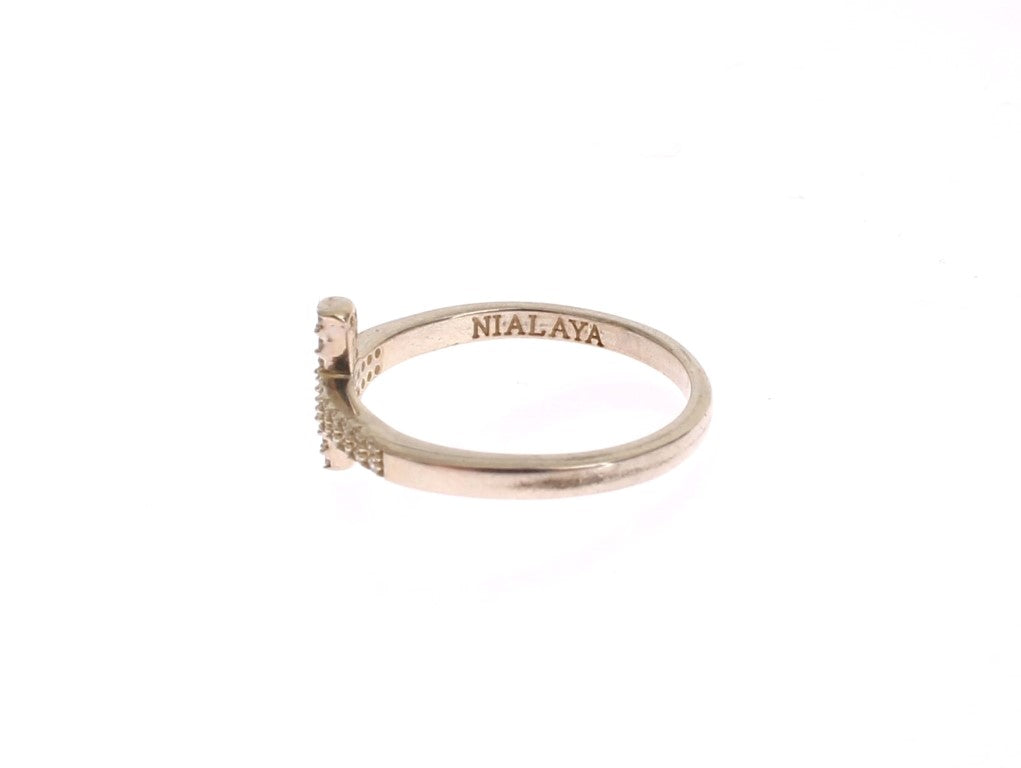 Anello Nialaya in argento 925 con croce in zirconia cubica