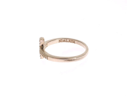 Anello Nialaya in argento 925 con croce in zirconia cubica