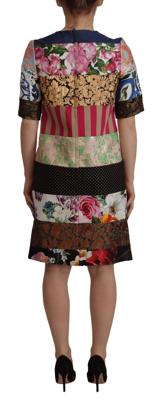 Dolce &amp; Gabbana Mini abito in jacquard con stampa floreale patchwork multicolore
