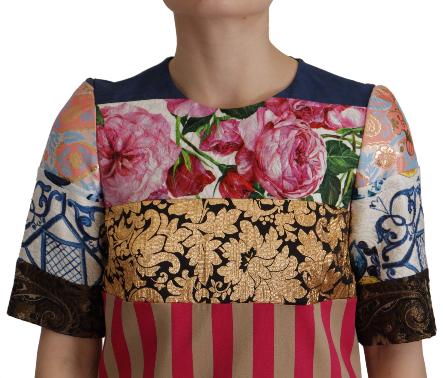 Dolce &amp; Gabbana Mini abito in jacquard con stampa floreale patchwork multicolore