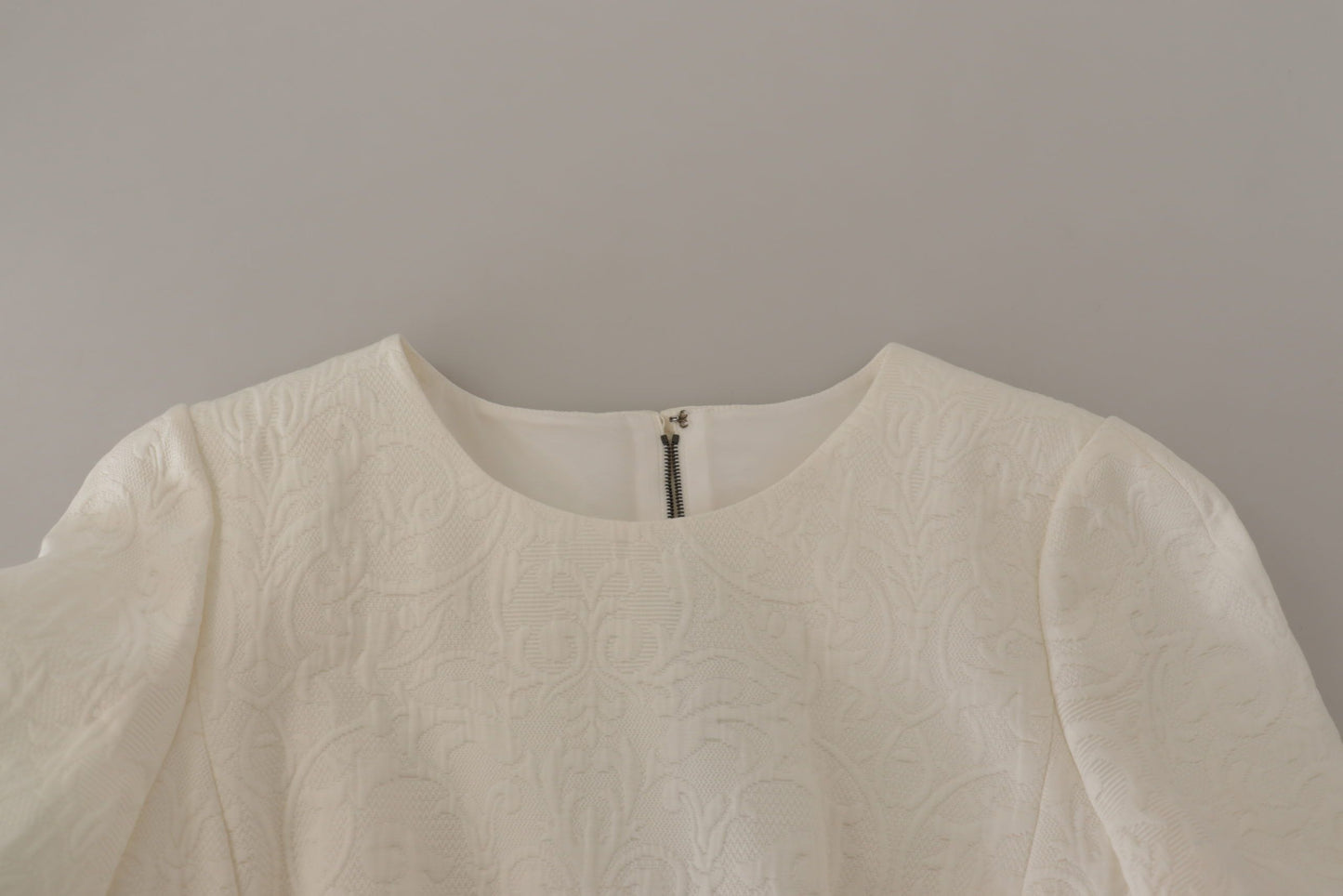 Dolce &amp; Gabbana Abito midi in broccato floreale bianco jaquard