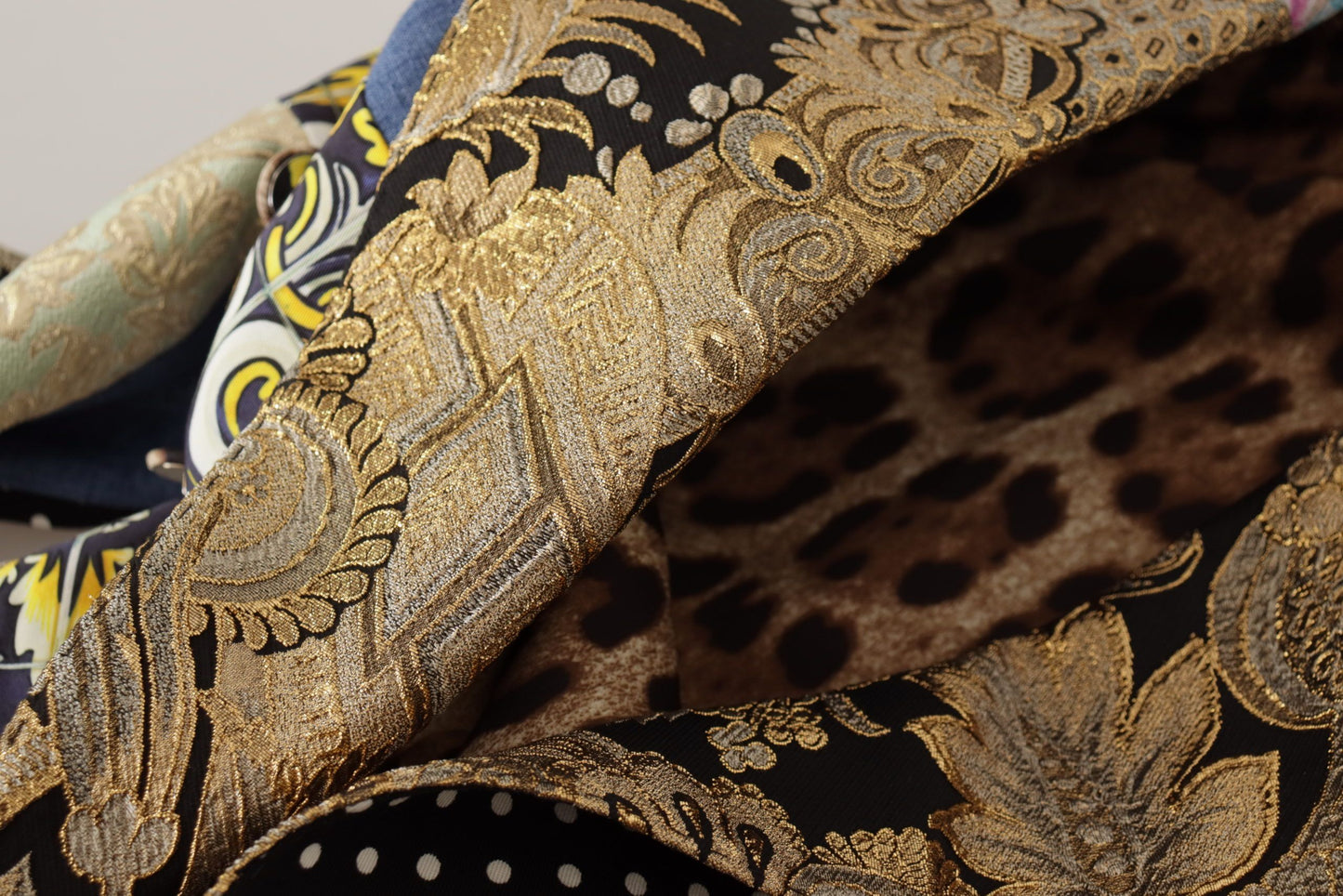 Giacca blazer doppiopetto in jacquard patchwork multicolore Dolce &amp; Gabbana