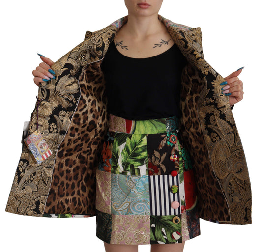 Giacca blazer doppiopetto in jacquard patchwork multicolore Dolce &amp; Gabbana