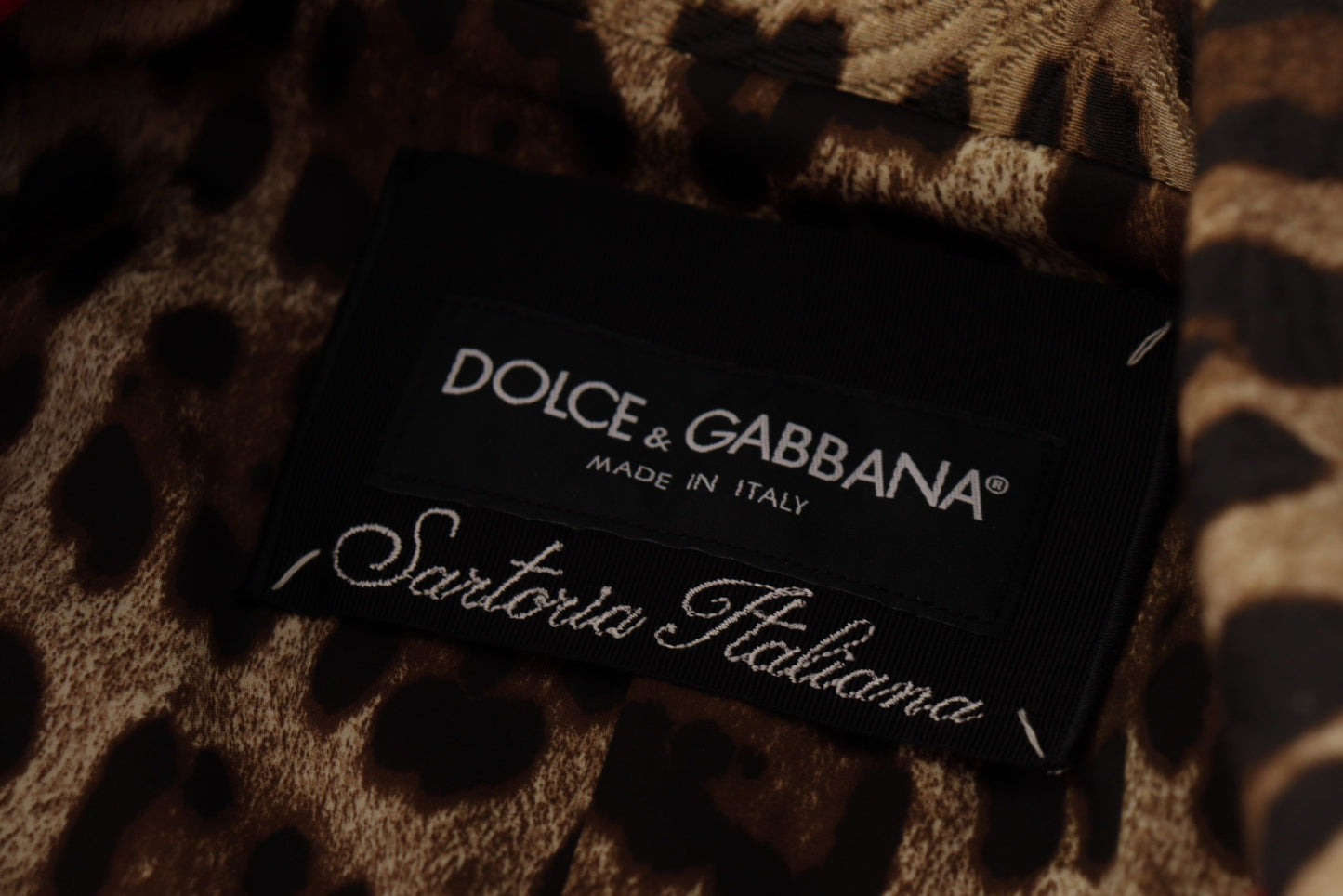 Giacca trench in lana leopardata rossa Dolce &amp; Gabbana