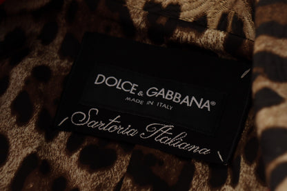 Giacca trench in lana leopardata rossa Dolce &amp; Gabbana