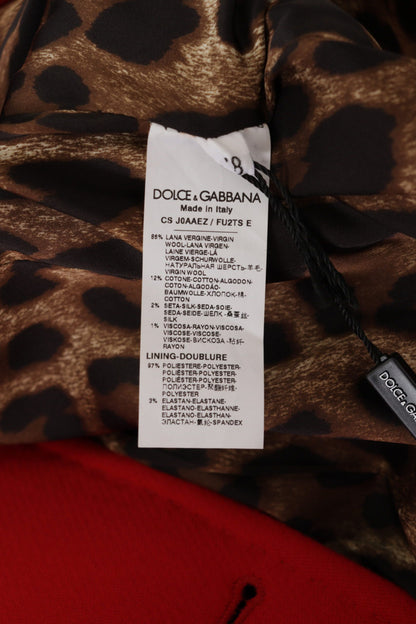 Giacca trench in lana leopardata rossa Dolce &amp; Gabbana