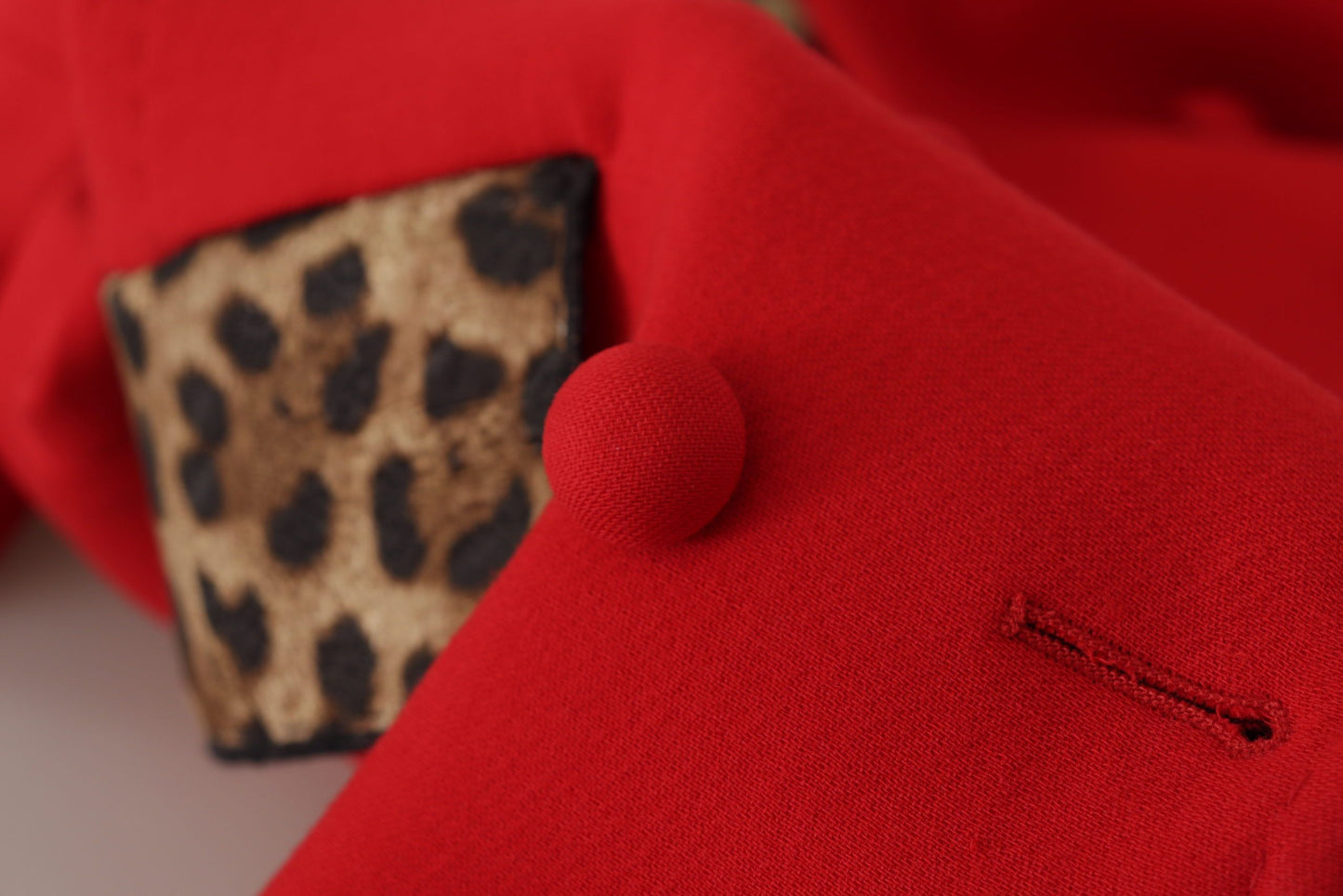 Giacca trench in lana leopardata rossa Dolce &amp; Gabbana