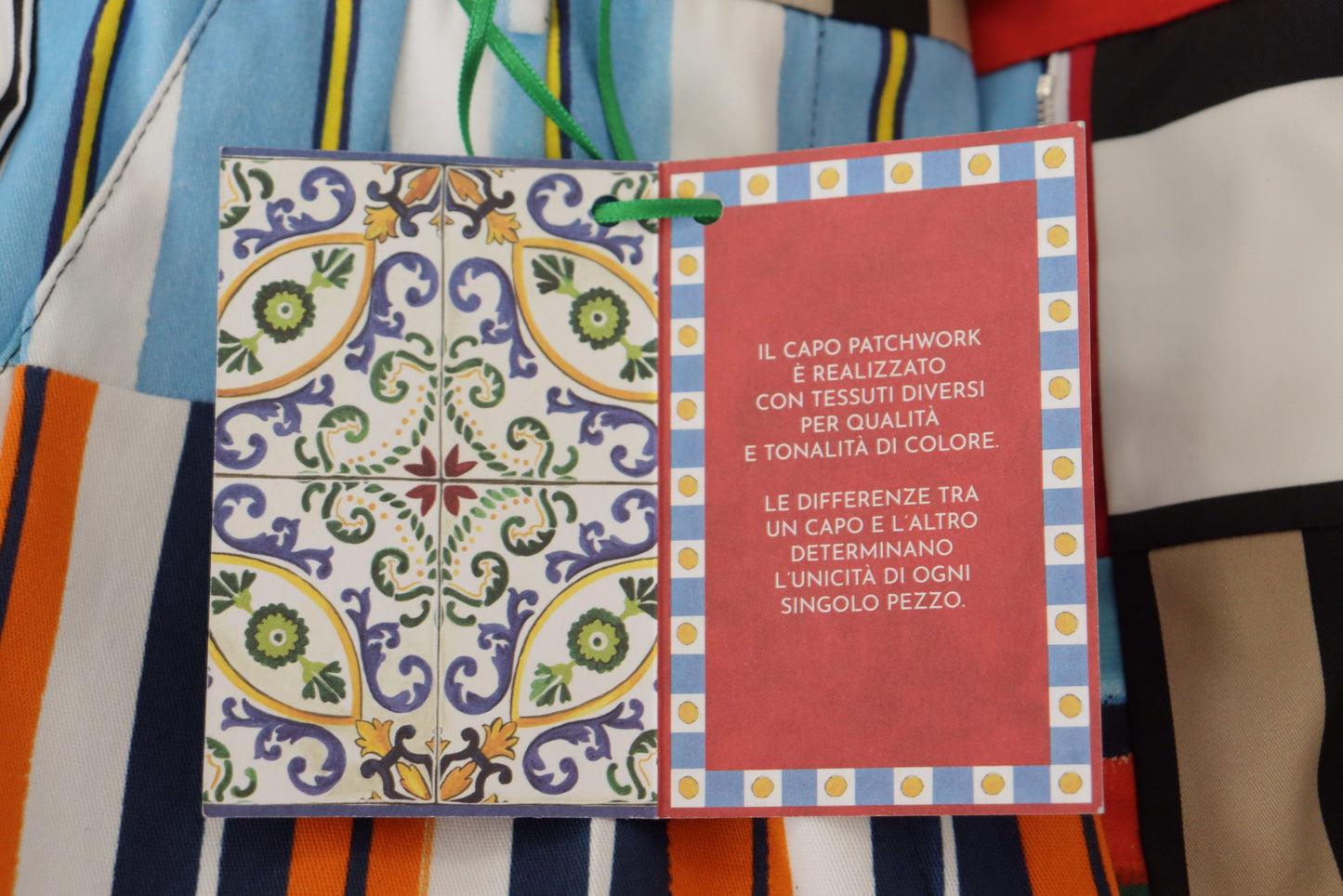 Pantaloni in cotone a vita alta a righe multicolor Dolce &amp; Gabbana