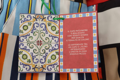 Pantaloni in cotone a vita alta a righe multicolor Dolce &amp; Gabbana