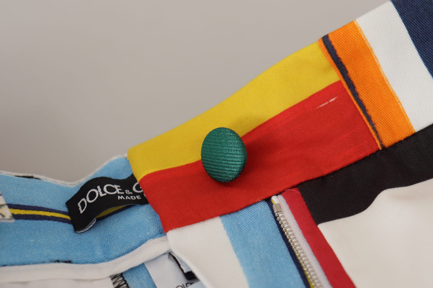 Pantaloni in cotone a vita alta a righe multicolor Dolce &amp; Gabbana
