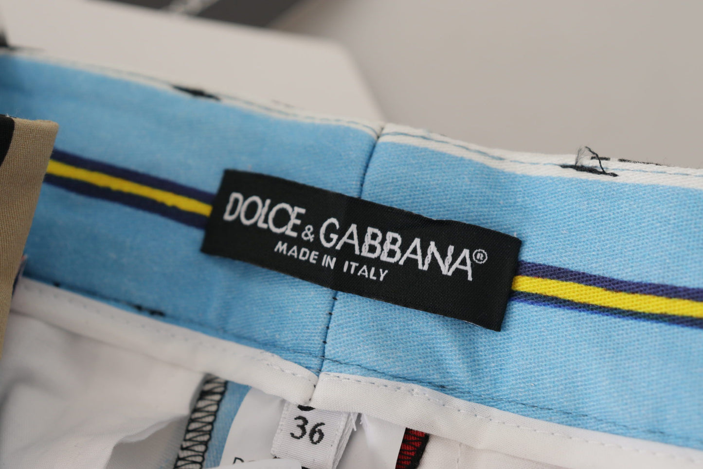 Pantaloni in cotone a vita alta a righe multicolor Dolce &amp; Gabbana