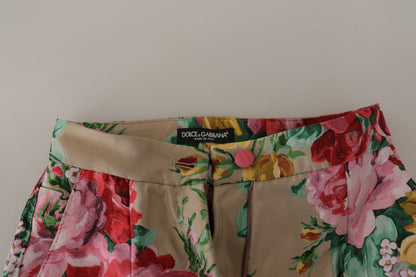 Dolce &amp; Gabbana Abito floreale beige con pantaloni a vita alta