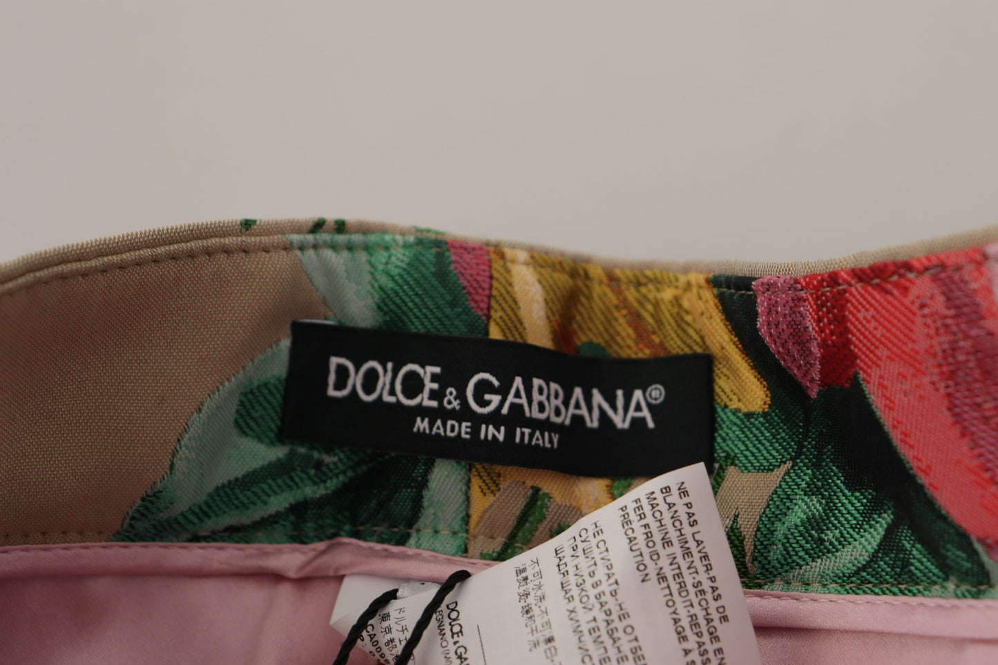 Dolce &amp; Gabbana Abito floreale beige con pantaloni a vita alta
