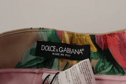 Dolce &amp; Gabbana Abito floreale beige con pantaloni a vita alta