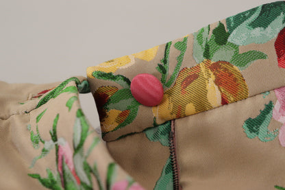 Dolce &amp; Gabbana Abito floreale beige con pantaloni a vita alta