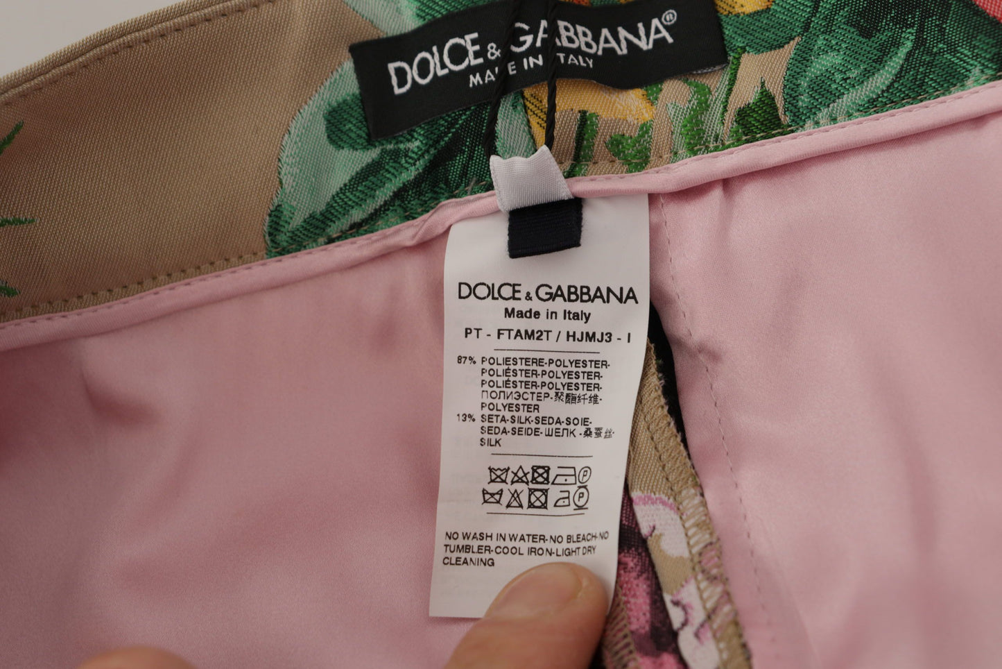 Dolce &amp; Gabbana Abito floreale beige con pantaloni a vita alta