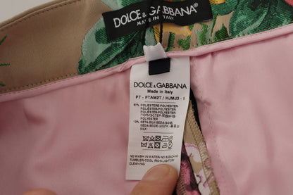 Dolce &amp; Gabbana Abito floreale beige con pantaloni a vita alta