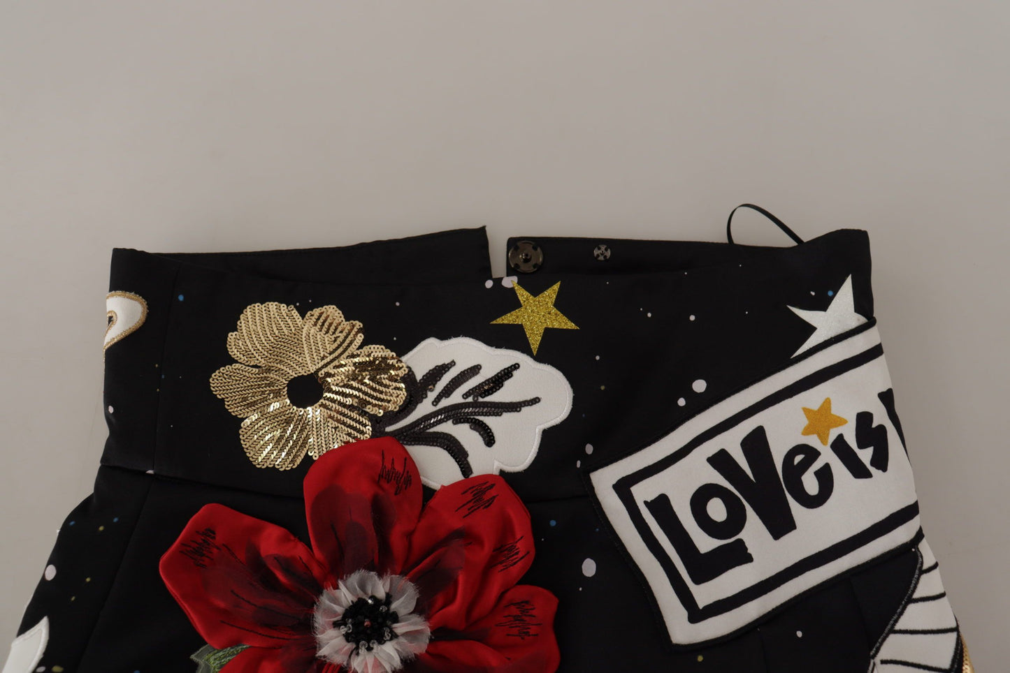 Gonna a pianoforte con paillettes e orologio nero Love di Dolce &amp; Gabbana