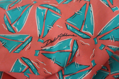 T-shirt in cotone con stampa di barche a vela rosa Dolce &amp; Gabbana