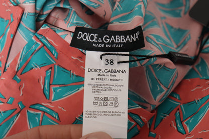T-shirt in cotone con stampa di barche a vela rosa Dolce &amp; Gabbana