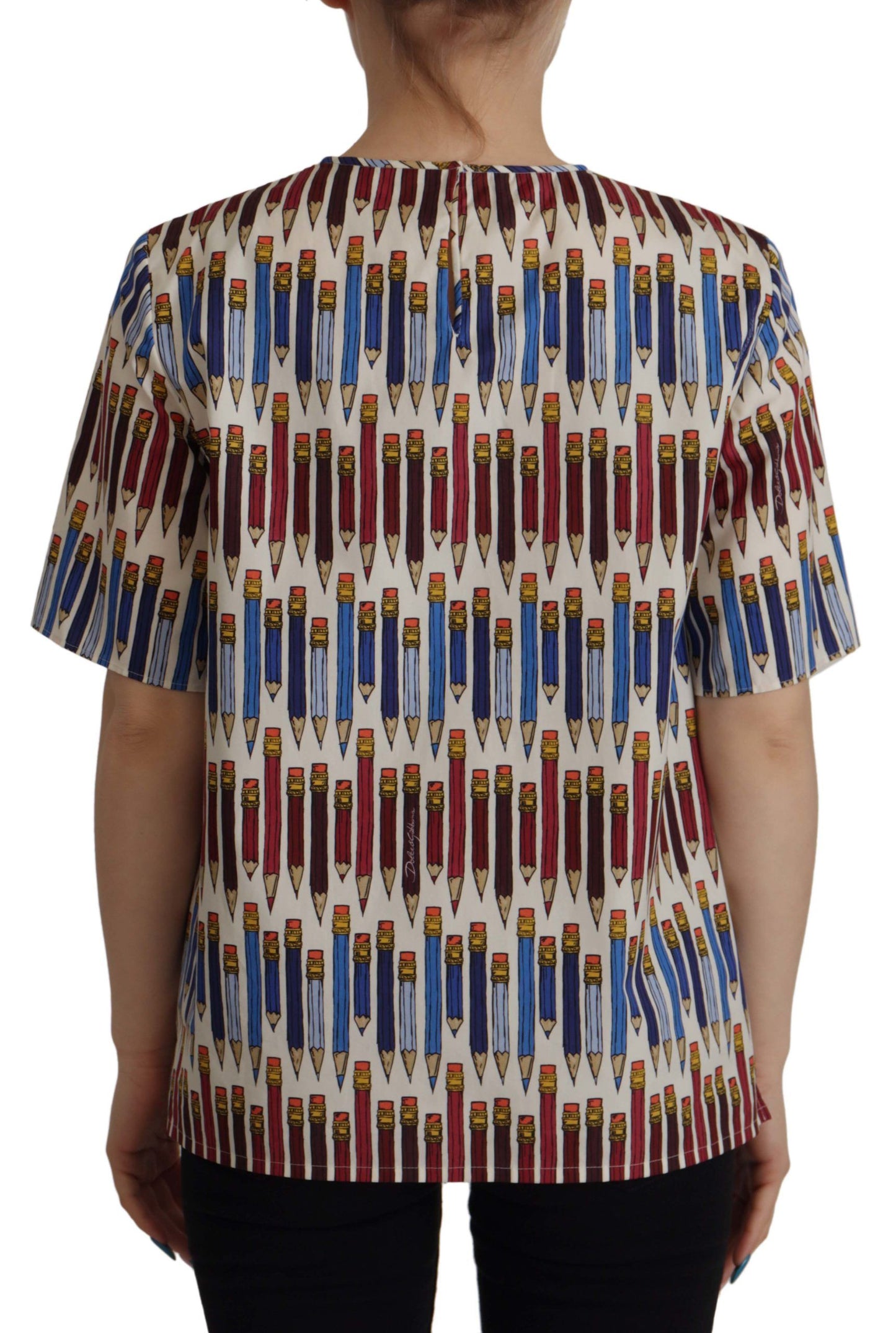 Dolce &amp; Gabbana T-shirt in cotone con stampa a matita bianca
