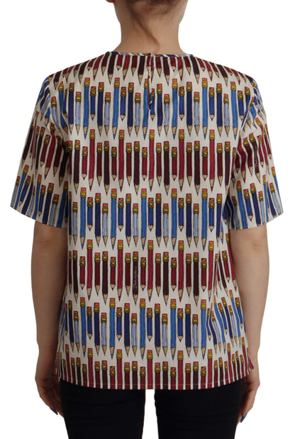 Dolce &amp; Gabbana T-shirt in cotone con stampa a matita bianca