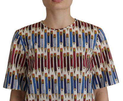 Dolce &amp; Gabbana T-shirt in cotone con stampa a matita bianca