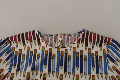 Dolce &amp; Gabbana T-shirt in cotone con stampa a matita bianca