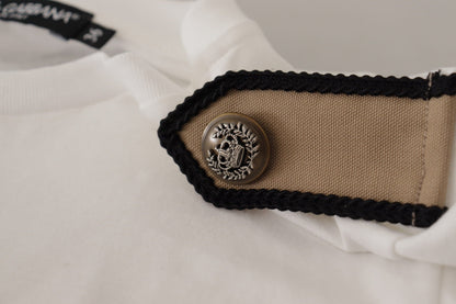 T-shirt girocollo in cotone con rose bianche e nere di Dolce &amp; Gabbana
