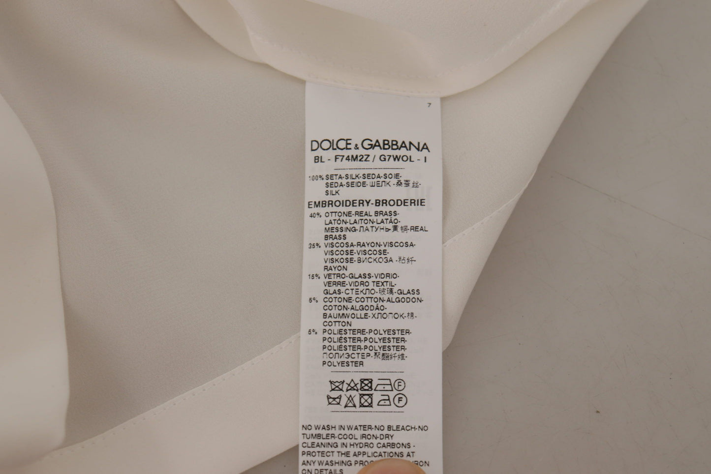 Dolce &amp; Gabbana Top in seta bianca con cristalli DG Crown dorati