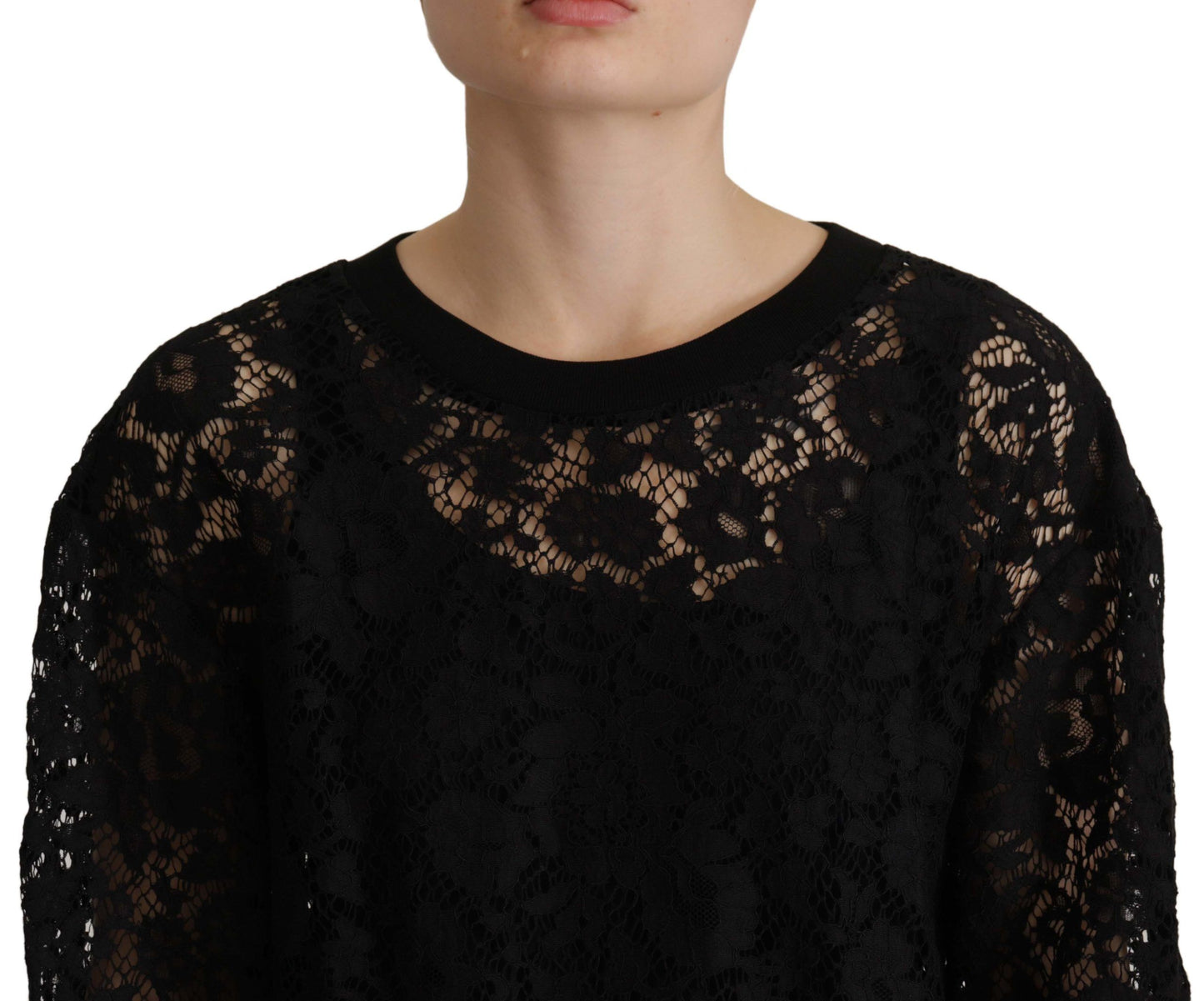 Dolce &amp; Gabbana Pullover in pizzo floreale nero e blusa Sicily