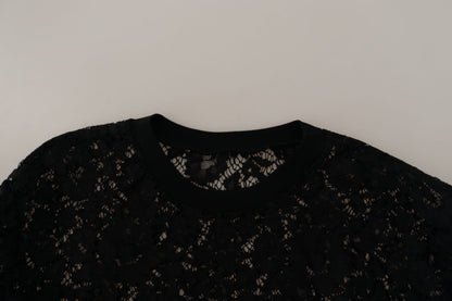 Dolce &amp; Gabbana Pullover in pizzo floreale nero e blusa Sicily