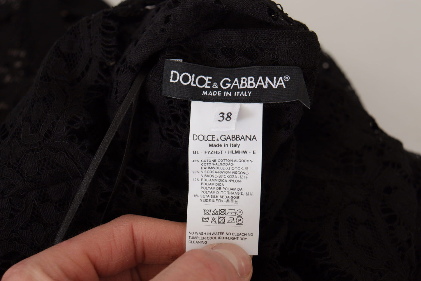 Dolce &amp; Gabbana Pullover in pizzo floreale nero e blusa Sicily