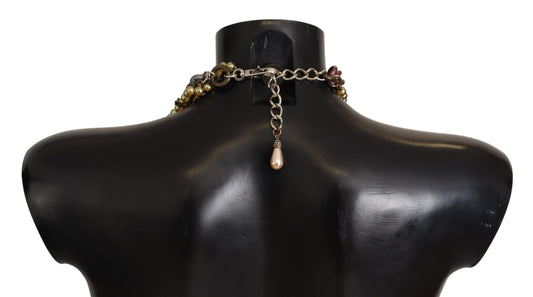 Collana Dolce &amp; Gabbana in ottone dorato con cristalli e motivo floreale Sicily