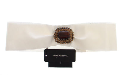 Cintura da passerella Dolce &amp; Gabbana in ottone con cristalli bianchi e vita larga