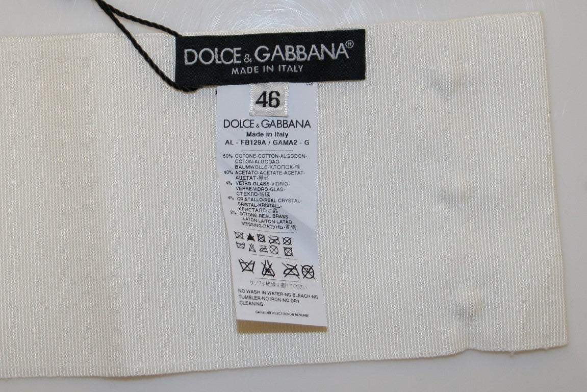 Cintura da passerella Dolce &amp; Gabbana in ottone con cristalli bianchi e vita larga